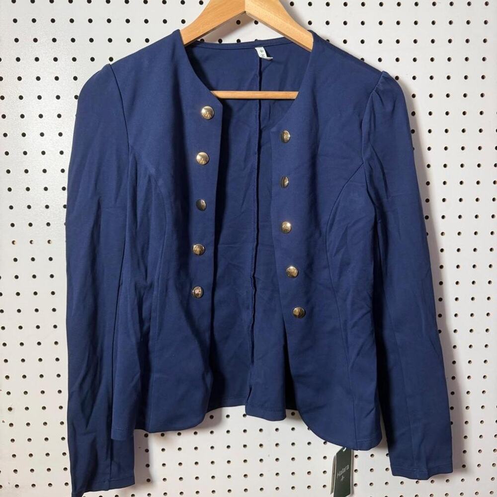 NEW Halara Navy Blue Gold Button Blazer Jacket Women’s size small athleisure